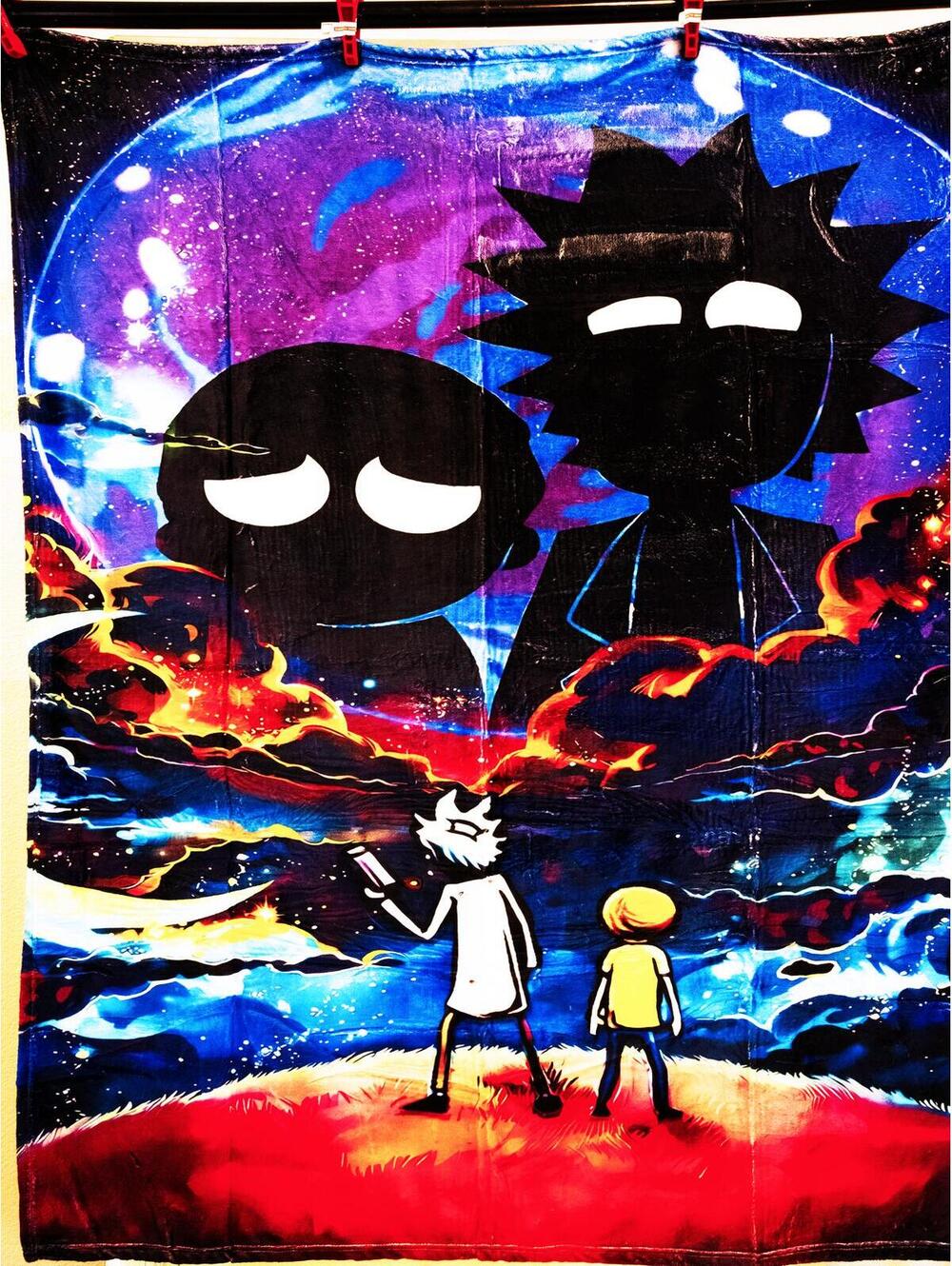 Rick and Morty "Galaxy Silhouette" Fleece Throw Blanket. 50x59